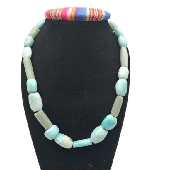 Turquoise Natural Stone Carved Unisex Handmade Necklace - Energetic Stone
